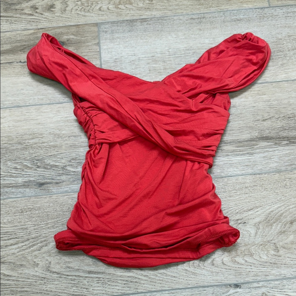 Abercrombie & Fitch Red Off The Shoulder Top